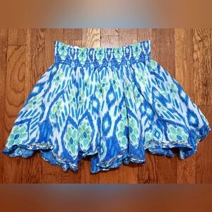 Justice Vibrant Blue and Green Skirt with Sequin Trim